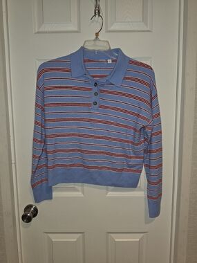 Gap CashSoft Striped Polo Knit Sweater
